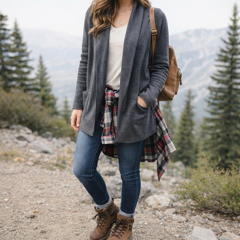 Kuhl Jacket Women Small Oversized Dark Heather Gray Sweater Outdoors Hiking Camp - Picture 2 of 15